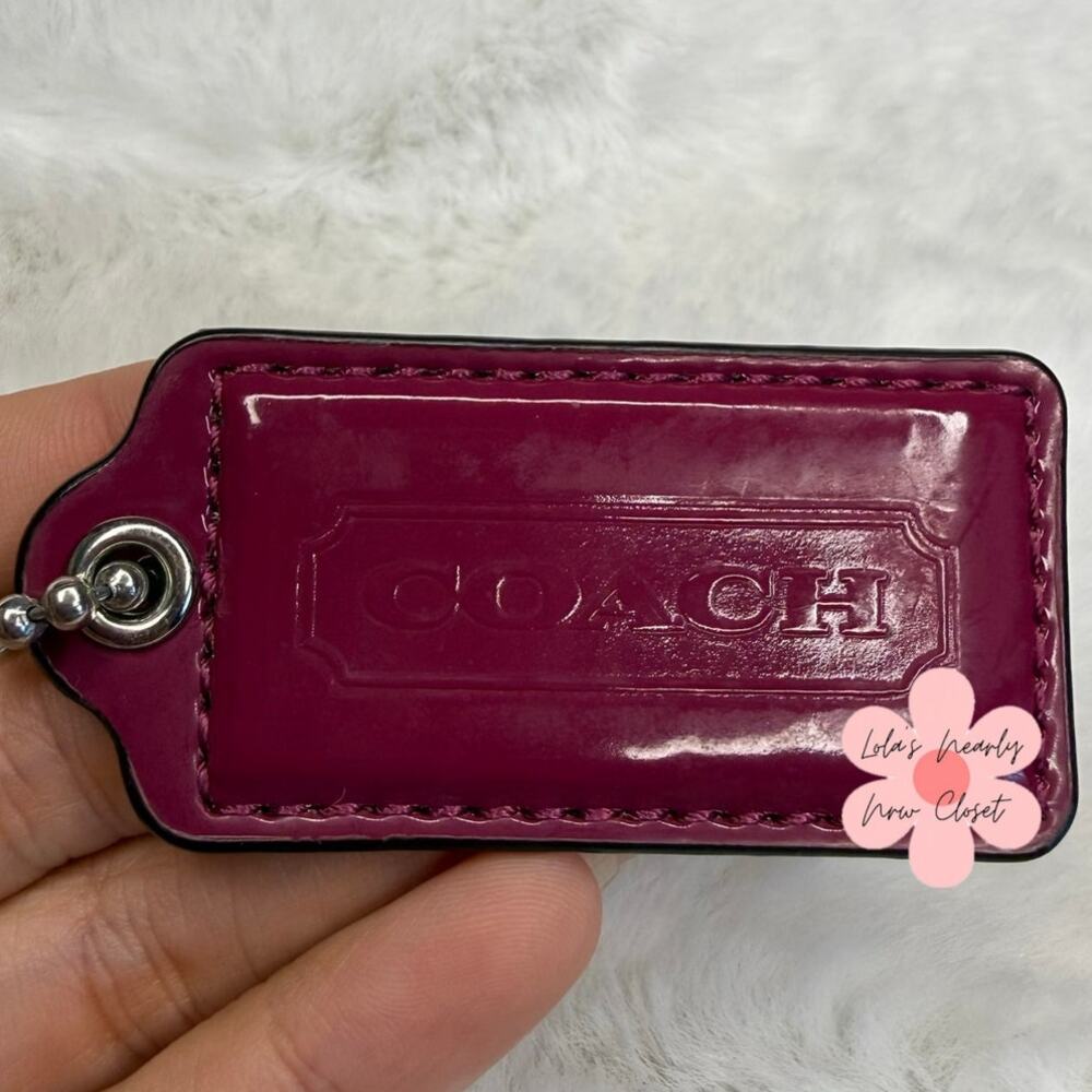 2" COACH Patent Leather Burgundy Fob Bag Charm Hang tag Hangtag